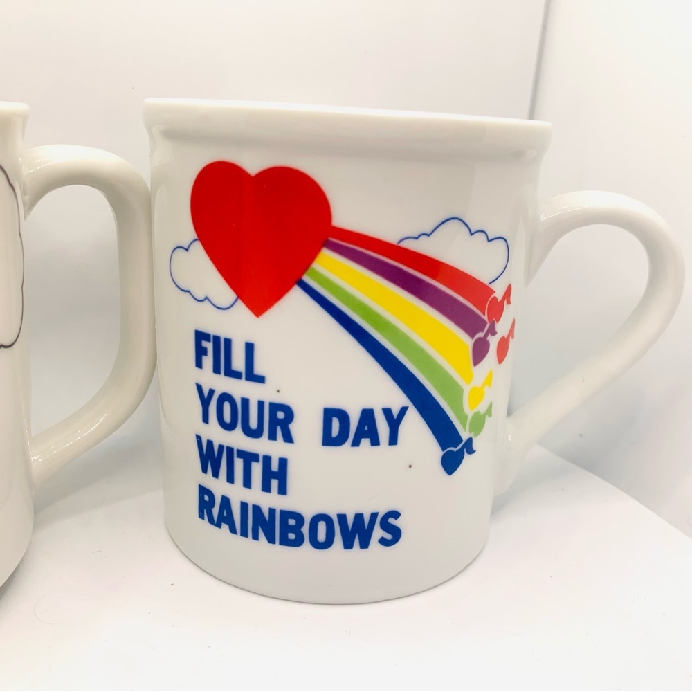 Vintage 80s Rainbow Coffee Mugs - Picture 2 of 12